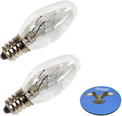 HQRP 2-Pack 15 Watt C7 Light Bulbs 120V E12 for Night Light Plug-in Warmer, Pluggable Fragrance Warmer, Scentsy Wax Warmer, Wax Diffuser, Salt Lam...